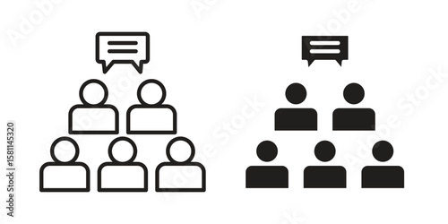 Public opinion icon. Stroke and Glyph pictogram. Vector illustration on white background