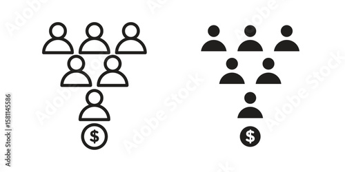 Ponzi scheme icon. Stroke and Glyph pictogram. Vector illustration on white background