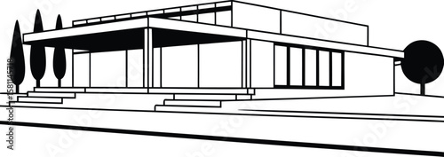 Sketch and 3D Render of Modern Building with Urban Architecture and Construction Design