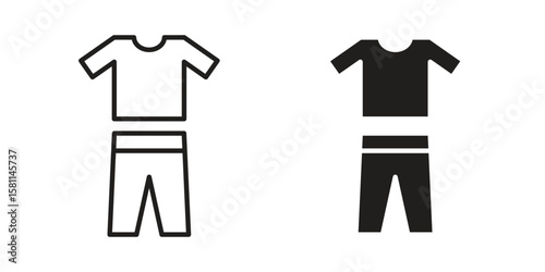 Pijama icon. Stroke and Glyph pictogram. Vector illustration on white background