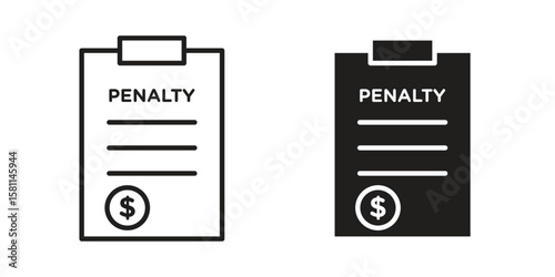 Penalty icon. Stroke and Glyph pictogram. Vector illustration on white background