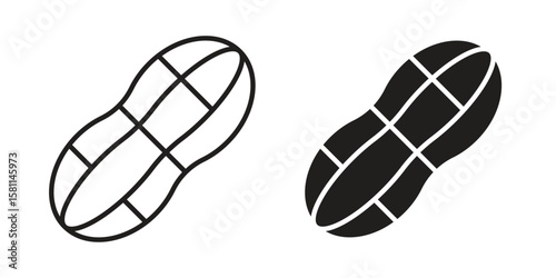 Peanut icon. Stroke and Glyph pictogram. Vector illustration on white background