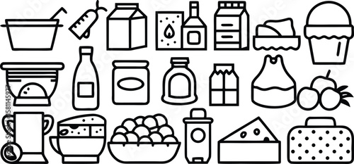 Set of vector icons of cleaning tools and household equipment for home and office use