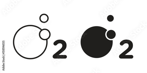 Oxygen O2 icon. Stroke and Glyph pictogram. Vector illustration on white background