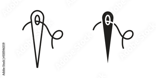 Needle icon. Stroke and Glyph pictogram. Vector illustration on white background