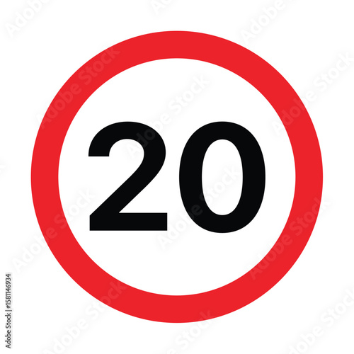 Speed limit signs of 20 km - stock vector