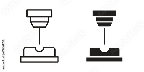 Laser machine icon. Stroke and Glyph pictogram. Vector illustration on white background