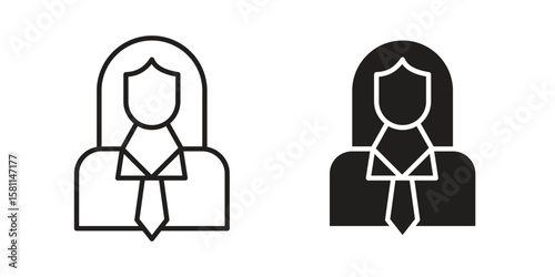 Lawyer icon. Stroke and Glyph pictogram. Vector illustration on white background