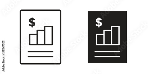 Income statement icon. Stroke and Glyph pictogram. Vector illustration on white background