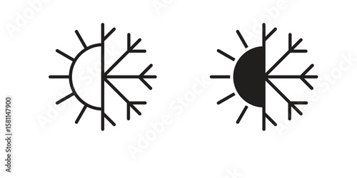 Hot and cold icon. Stroke and Glyph pictogram. Vector illustration on white background