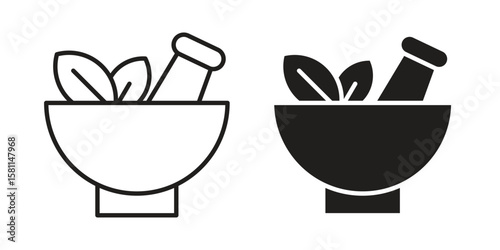 Herbal medicine icon. Stroke and Glyph pictogram. Vector illustration on white background