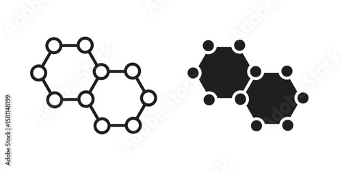 Graphene icon. Stroke and Glyph pictogram. Vector illustration on white background