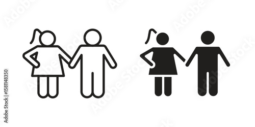 Girlfriend icon. Stroke and Glyph pictogram. Vector illustration on white background