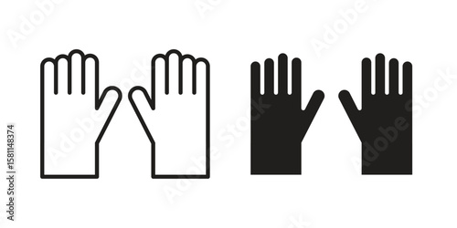Gloves icon. Stroke and Glyph pictogram. Vector illustration on white background