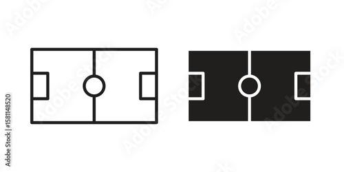 Football field icon. Stroke and Glyph pictogram. Vector illustration on white background