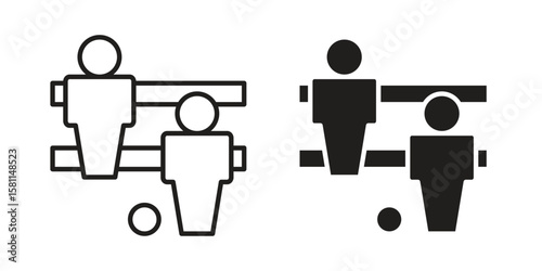 Foosball icon. Stroke and Glyph pictogram. Vector illustration on white background
