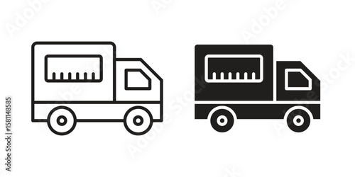 Food truck icon. Stroke and Glyph pictogram. Vector illustration on white background