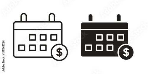 Fiscal year icon. Stroke and Glyph pictogram. Vector illustration on white background