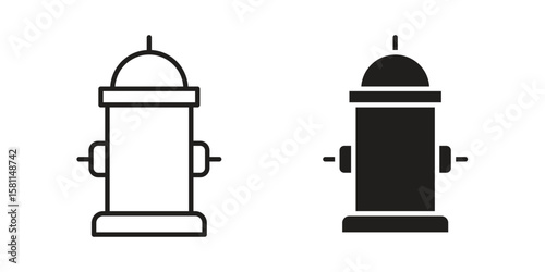 Fire hydrant icon. Stroke and Glyph pictogram. Vector illustration on white background