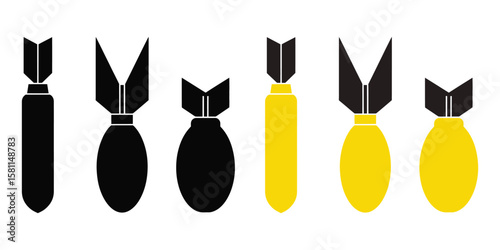 Nuclear bomb silhouette. Collection of nuclear bomb icon symbol vector illustration on white background