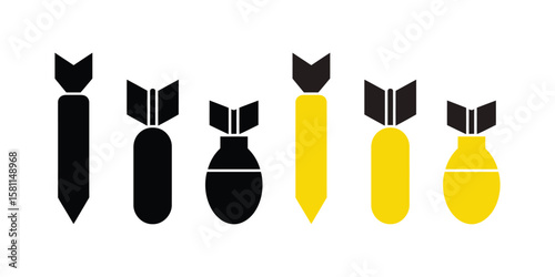 Nuclear bomb silhouette. Collection of nuclear bomb icon symbol vector illustration on white background