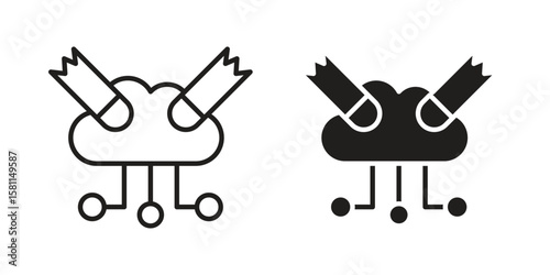 DOS icon. Stroke and Glyph pictogram. Vector illustration on white background