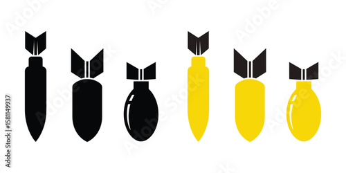 Nuclear bomb silhouette. Collection of nuclear bomb icon symbol vector illustration on white background