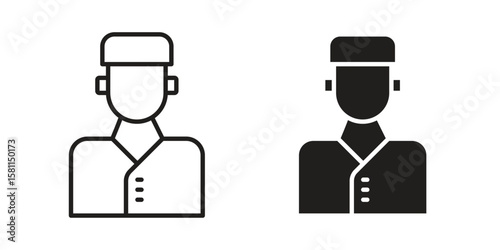 Concierge icon. Stroke and Glyph pictogram. Vector illustration on white background