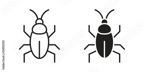 Cockroach icon. Stroke and Glyph pictogram. Vector illustration on white background