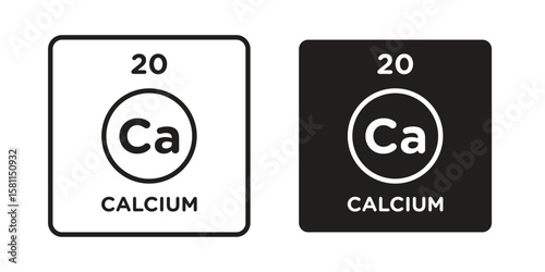 Calcium icon. Stroke and Glyph pictogram. Vector illustration on white background
