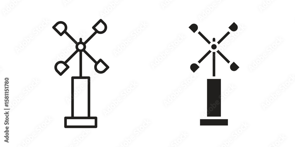 Fototapeta premium Anemometer icon. Stroke and Glyph pictogram. Vector illustration on white background