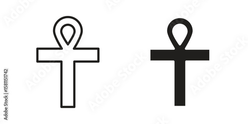 Ankh icon. Stroke and Glyph pictogram. Vector illustration on white background