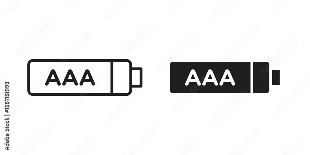 Obraz premium AAA battery icon. Stroke and Glyph pictogram. Vector illustration on white background
