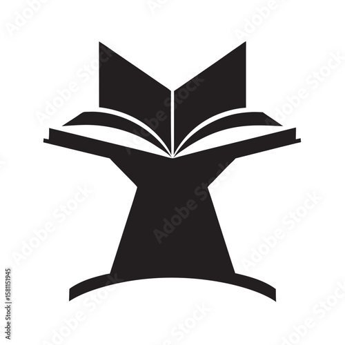 Lectern Displaying Open Book Silhouette