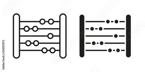 Abacus icon. Stroke and Glyph pictogram. Vector illustration on white background