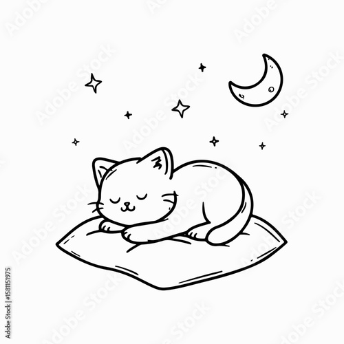 cats lover illustration art black cat icon vintage style design