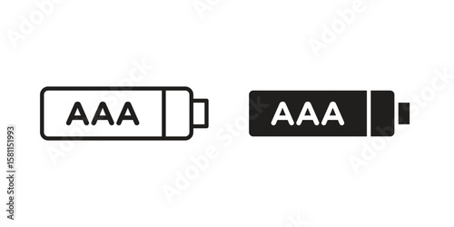 AAA battery icon. Stroke and Glyph pictogram. Vector illustration on white background