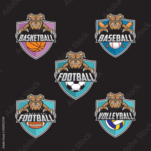 sports club logo set dog vector illustration design