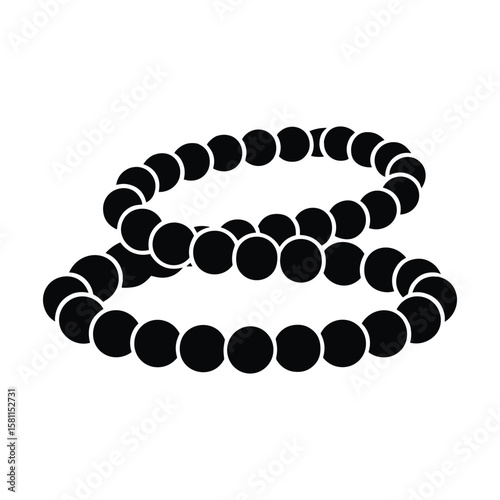 Two black bead bracelets stacked against a white background in simple minimalist style