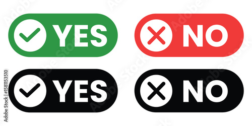 Yes and no icon button vector. Right and wrong symbol vector