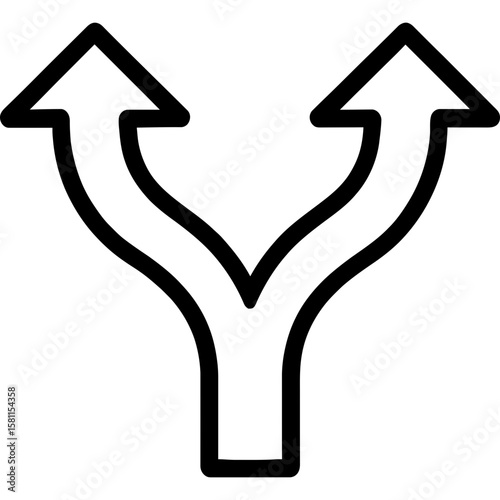 Split arrow outline icon vector