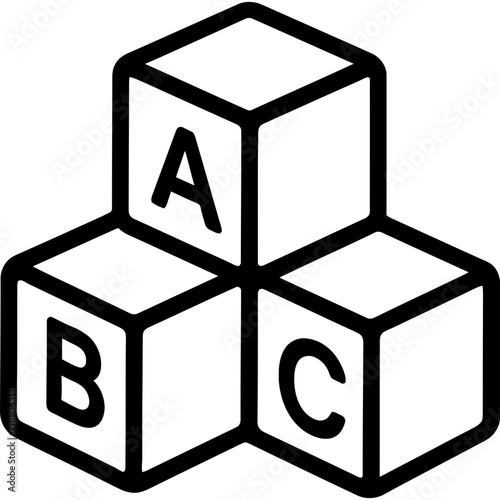 Abc blocks outline icon vector