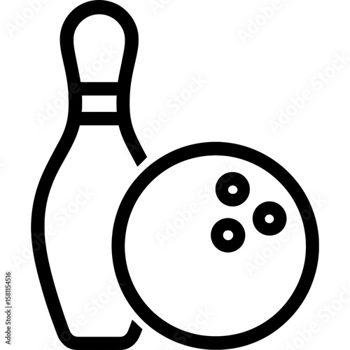 Bowling pin and ball outline icon vector