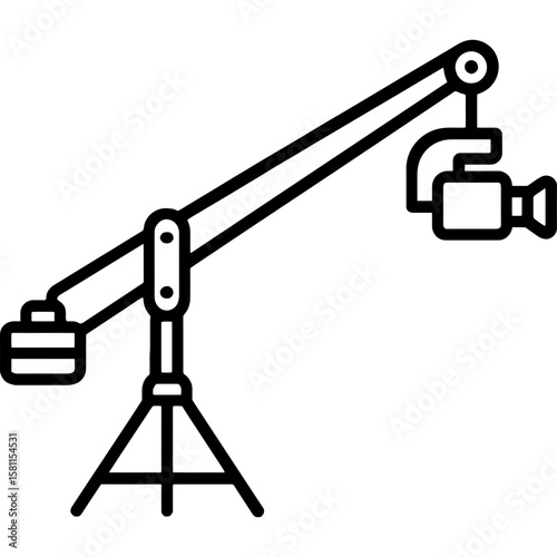 Camera crane jib outline icon vector