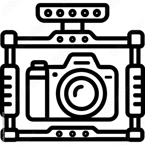 Camera cage rig outline icon vector