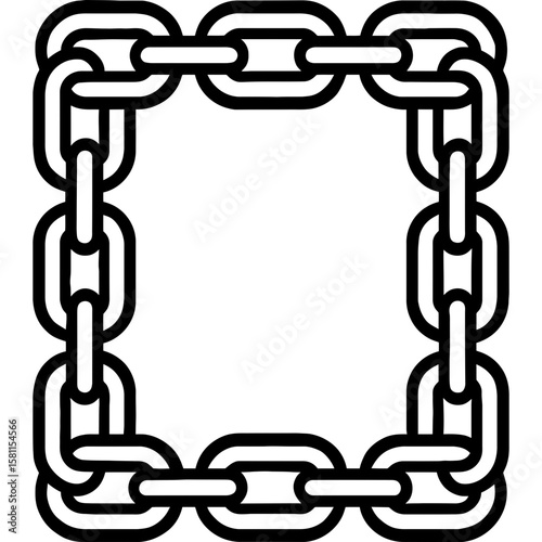 Chain link frame outline icon vector