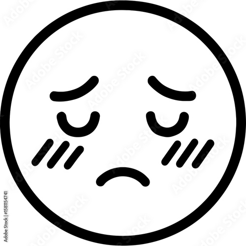 Embarrassed face outline icon vector