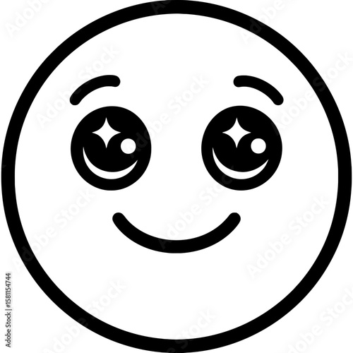 Hopeful face outline icon vector