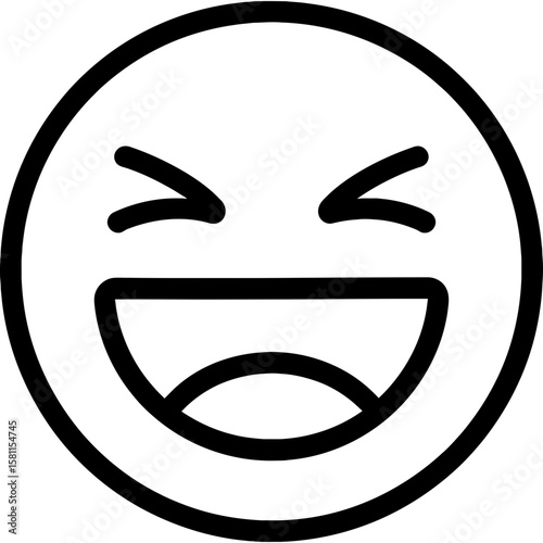 Laughing face outline icon vector