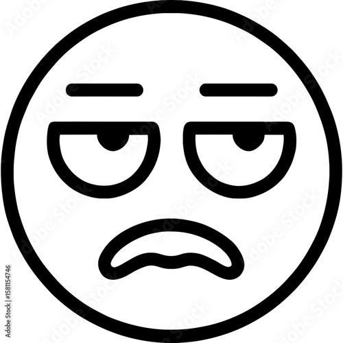 Annoyed eye-roll face outline icon vector